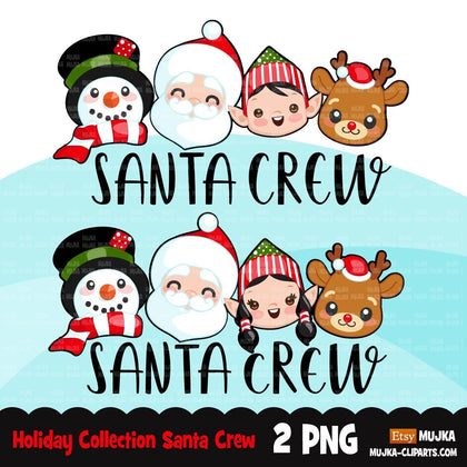 Santa Crew png, imágenes prediseñadas de Christmas Crew, diseños de sublimación de muñeco de nieve elfo de Santa Rudolph, gráficos de Santa Crew, png de Navidad, camisa de Navidad