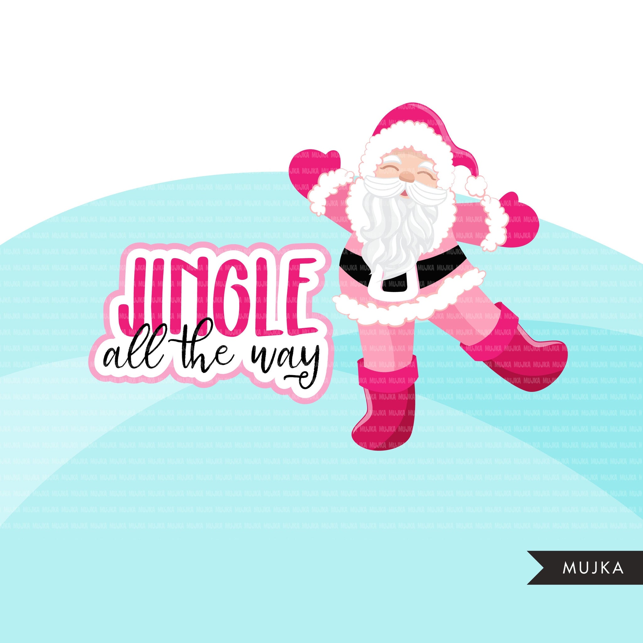 Pink Christmas clipart, pastel Christmas png, Black Santa png, Pink Christmas tree png, Christmas truck png, Christmas sublimation designs
