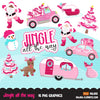 Pink Christmas clipart, pastel Christmas png, Black Santa png, Pink Christmas tree png, Christmas truck png, Christmas sublimation designs