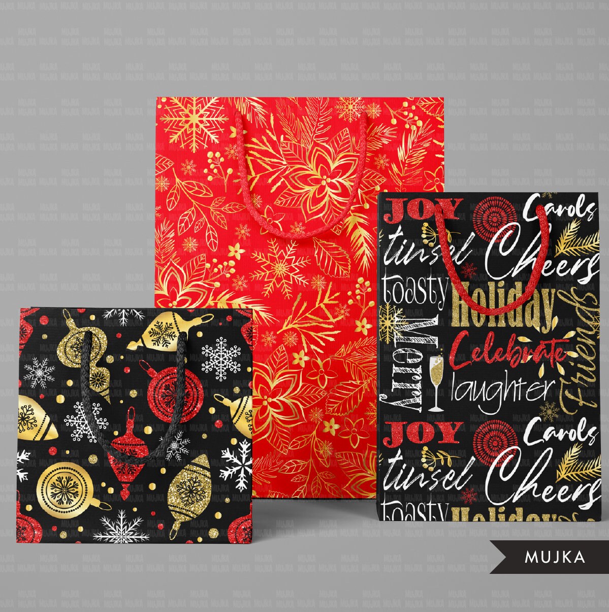 Christmas digital papers, glam digital papers, gold glitter papers, Christmas scrapbook papers, floral papers, png backgrounds, seamless png