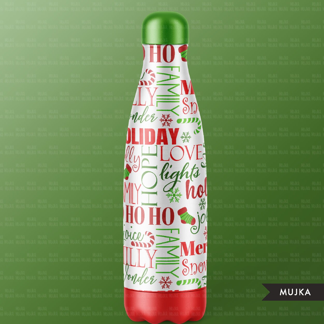 Christmas Water Bottle Label - Xmas Wrapper - Red Green Christmas Part –  CraftyKizzy
