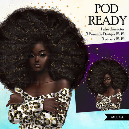 Black woman png, afro girl, fashion clipart, black woman clipart, leopard png, new year png, sublimation designs, planner png, pod ready