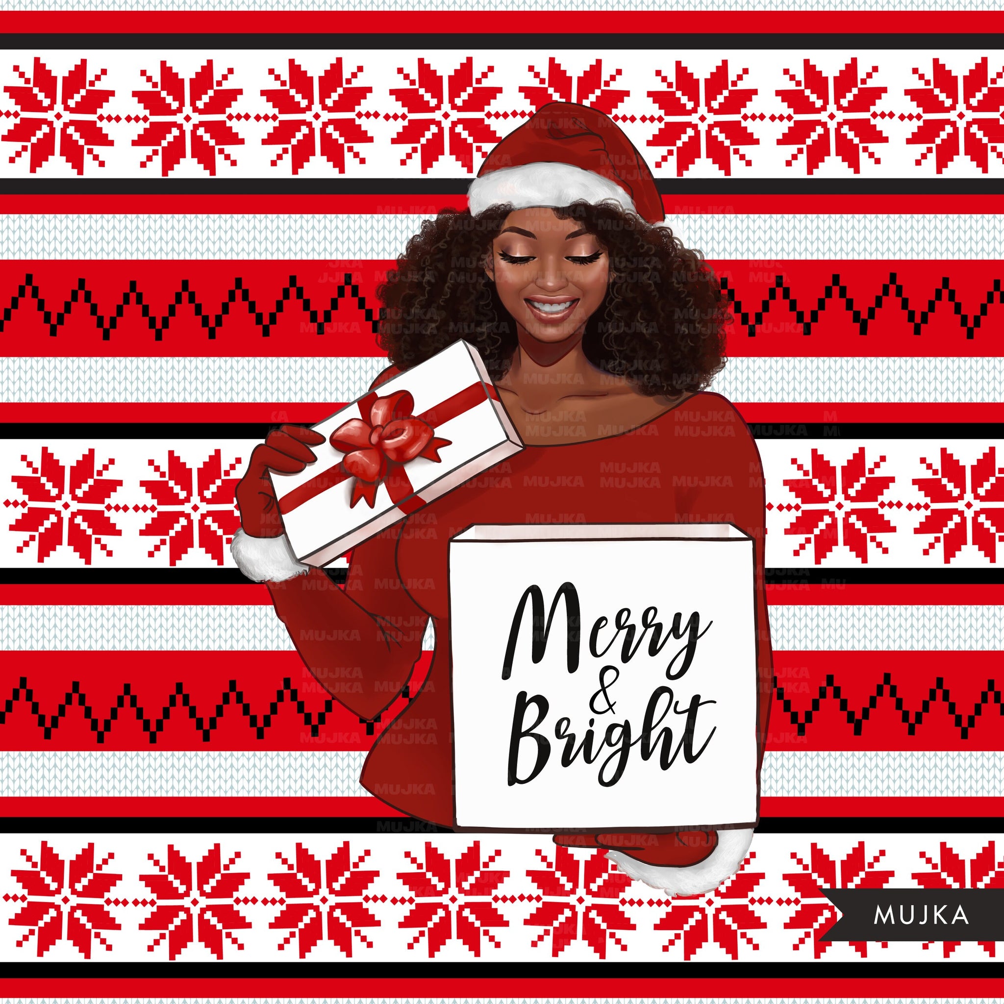 Christmas clipart, Fashion Clipart, Black Santa Clipart, Black women clipart, black girl png, afro santa, Christmas sublimation digital png, pod ready