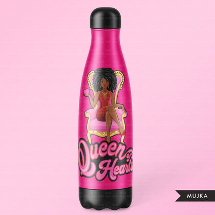Queen of hearts png, Valentine png, queen black woman clipart, sublimation designs digital, afro fashion doll clipart, planner stickers