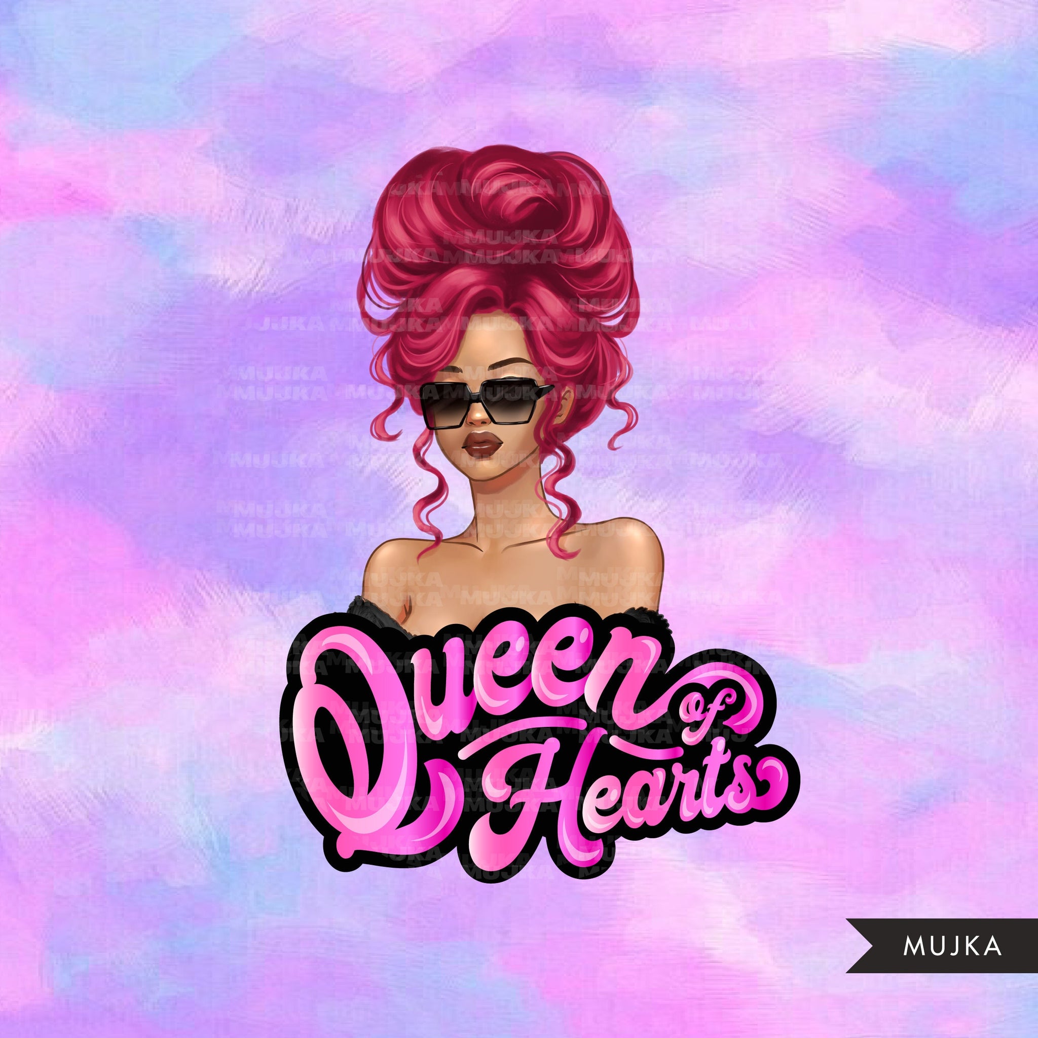 Queen of hearts Png, Fashion doll png, Valentine's Day clipart, Sexy woman png, Watercolor background, queen sublimation designs digital png