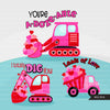 Valentine truck png, construction truck png, valentine clipart, valentine's day sublimation designs, pink truck png, pink car png, heart png