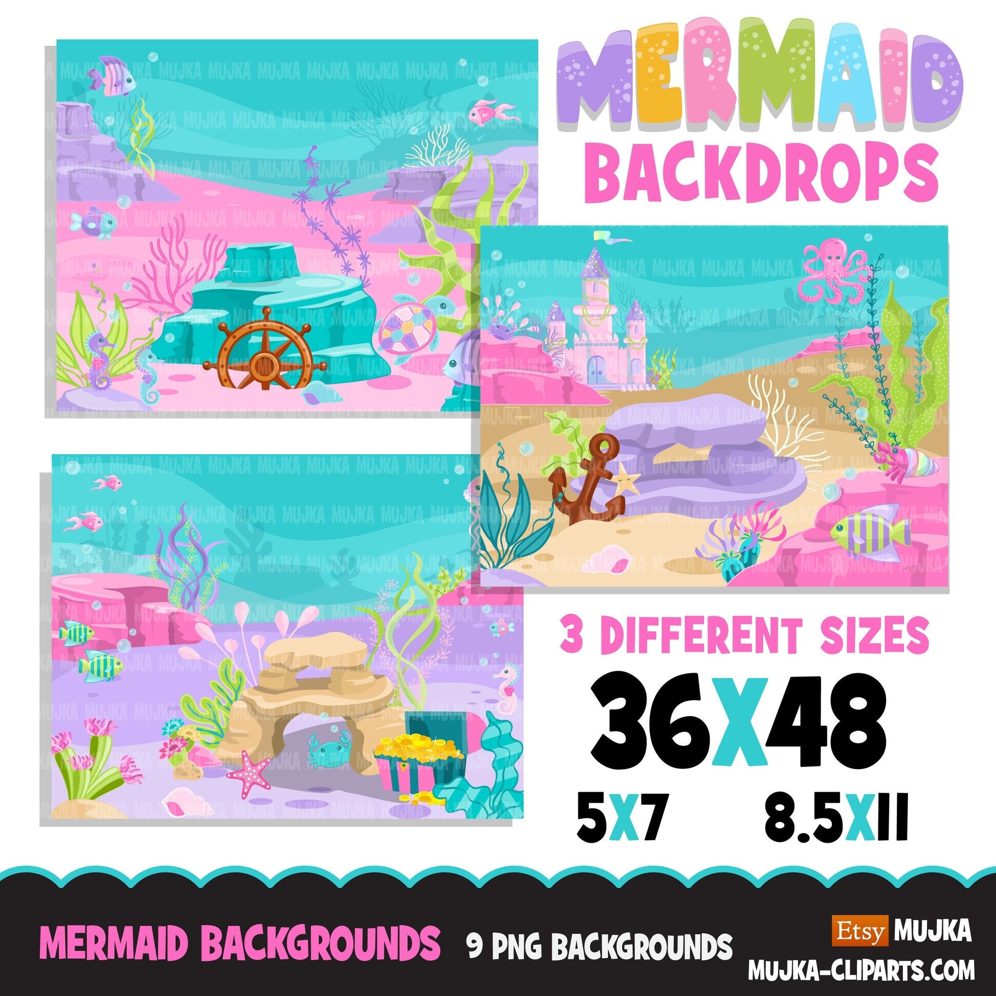 Mermaid png, mermaid birthday, mermaid printable invitation, mermaid background, undersea birthday, undersea design, party background, summer png
