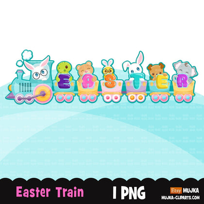 Easter train png, Easter train clipart, Easter animals png, Easter sublimation designs, spring png, bunny train, Easter shirt png, chick png
