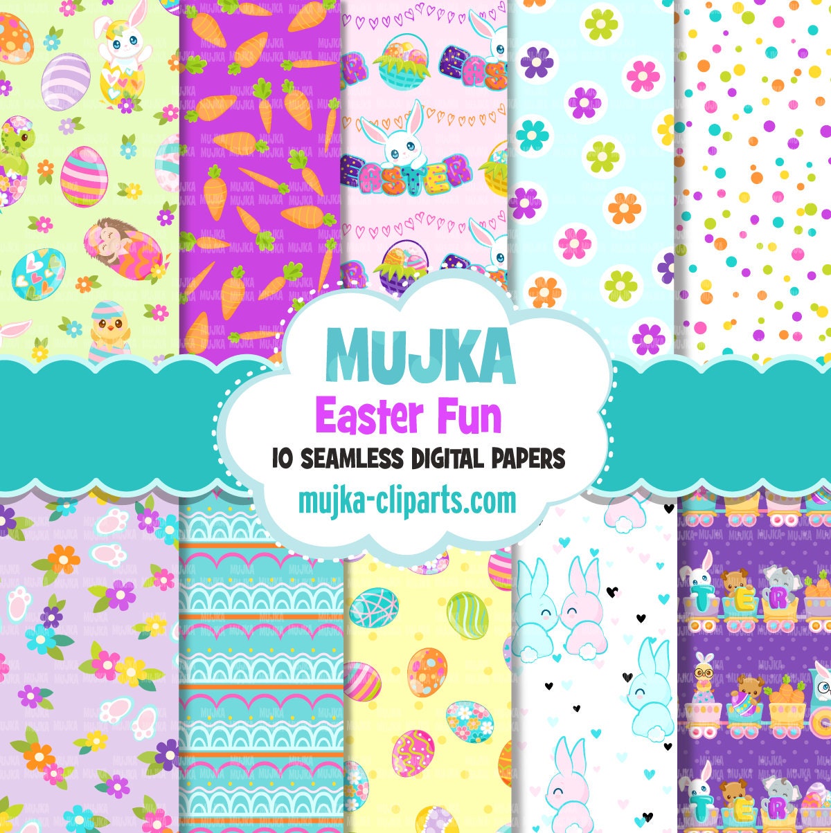 Easter Digital Pattern Easter Digital papers, spring digital papers, Easter seamless patterns ...