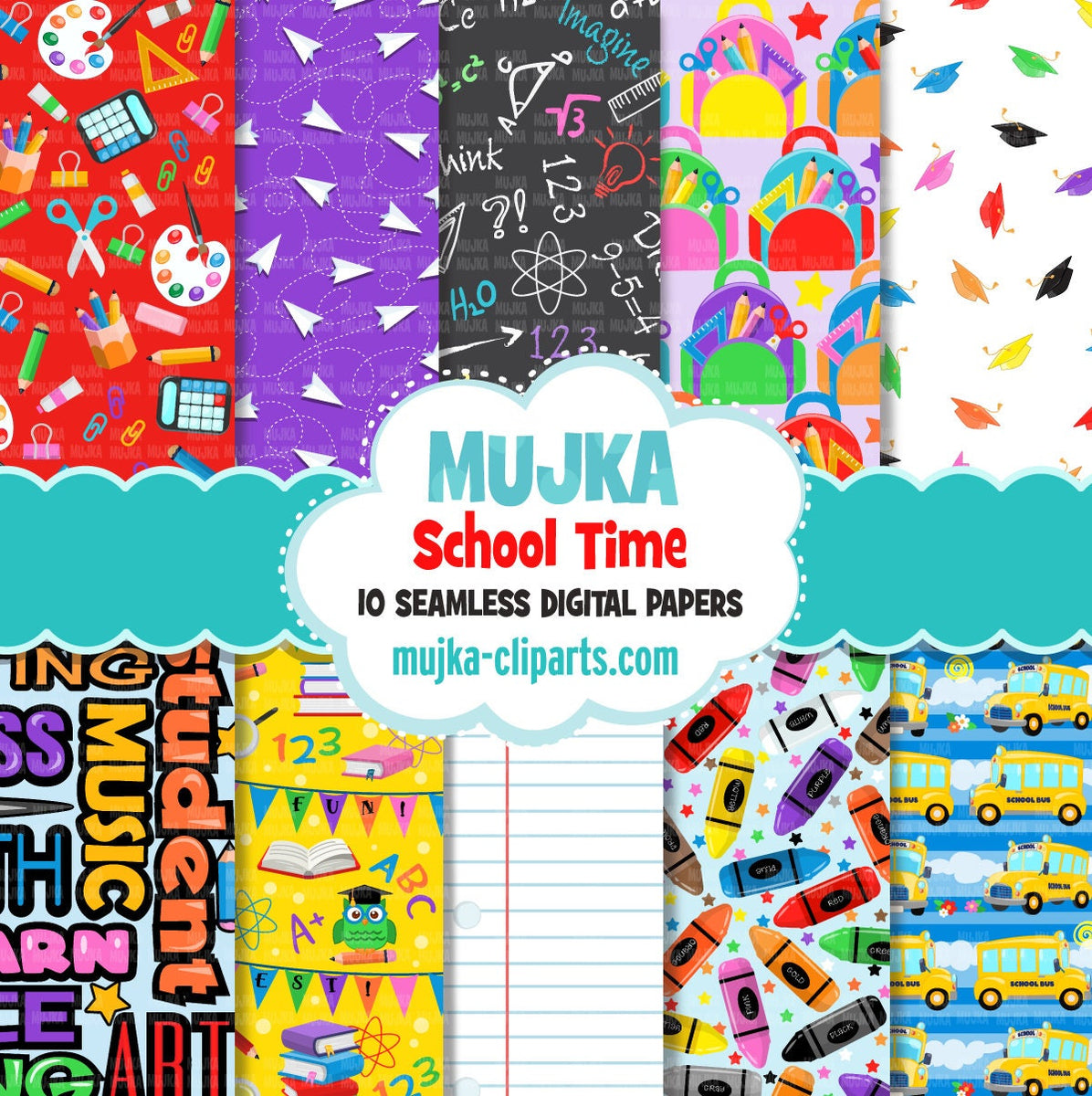 School Digital papers, seamless school patterns, school printable patt ...