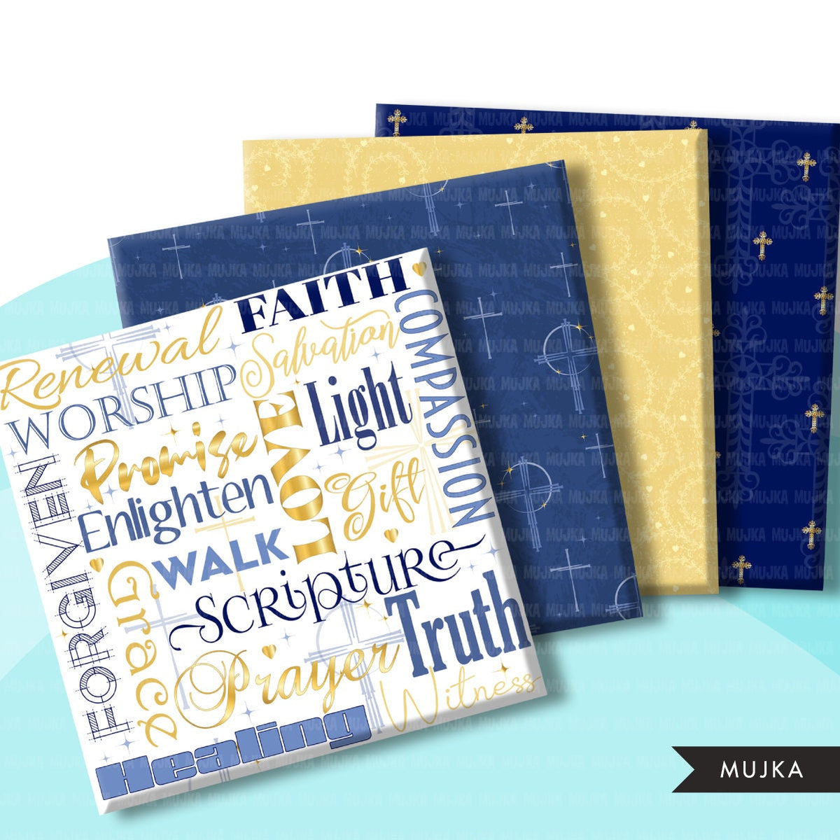 Religious stickers, religious digital paper, religious bundle, Easter ...