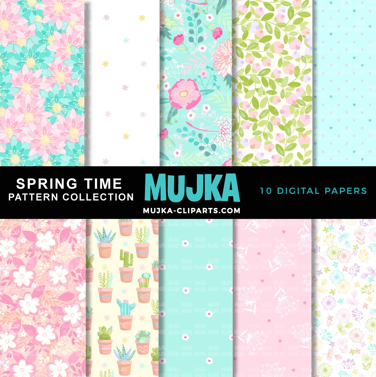 Floral digital papers, spring digital papers, spring png seamless pattern, mothers day digital download, flower background, scrapbook png