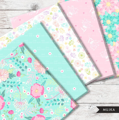 Floral digital papers, spring digital papers, spring png seamless pattern, mothers day digital download, flower background, scrapbook png