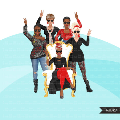 Women history clipart, women png, black woman clipart, sublimation designs digital, afro fashion doll clipart, planner stickers, diversity