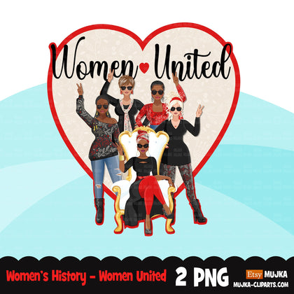 Women history clipart, women png, black woman clipart, sublimation designs digital, afro fashion doll clipart, planner stickers, diversity