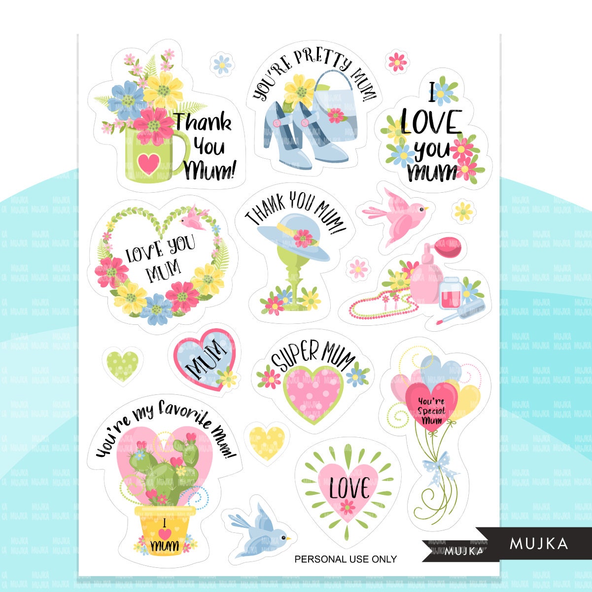Love Printable Stickers in Black & Pink Graphic by Summer Digital