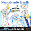 Autism stickers, Neurodiversity bundle, autism png, autism awareness png, autism clipart, autism digital papers, neurodiversity png, rainbow