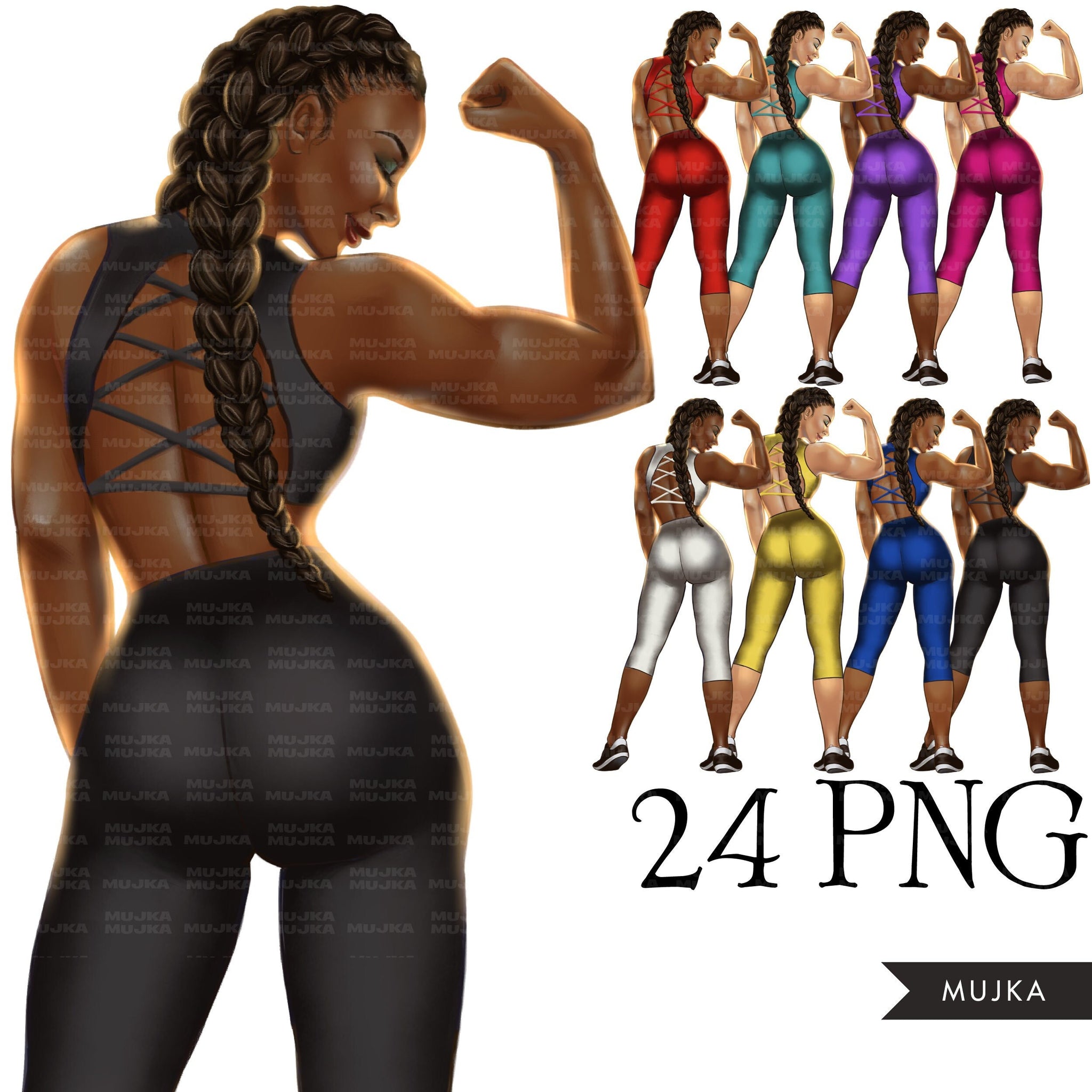 Planner girl png, Athletic woman png, personal trainer clipart, Black Girl Planner Stickers, Black Women, latino woman clipart, digital doll