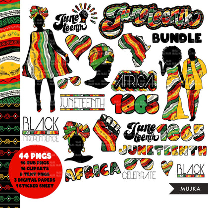 Juneteenth png, clipart bundle, stickers, digital papers, sublimation designs