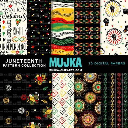 Juneteenth digital papers, African patterns, seamless pattern, black history, background