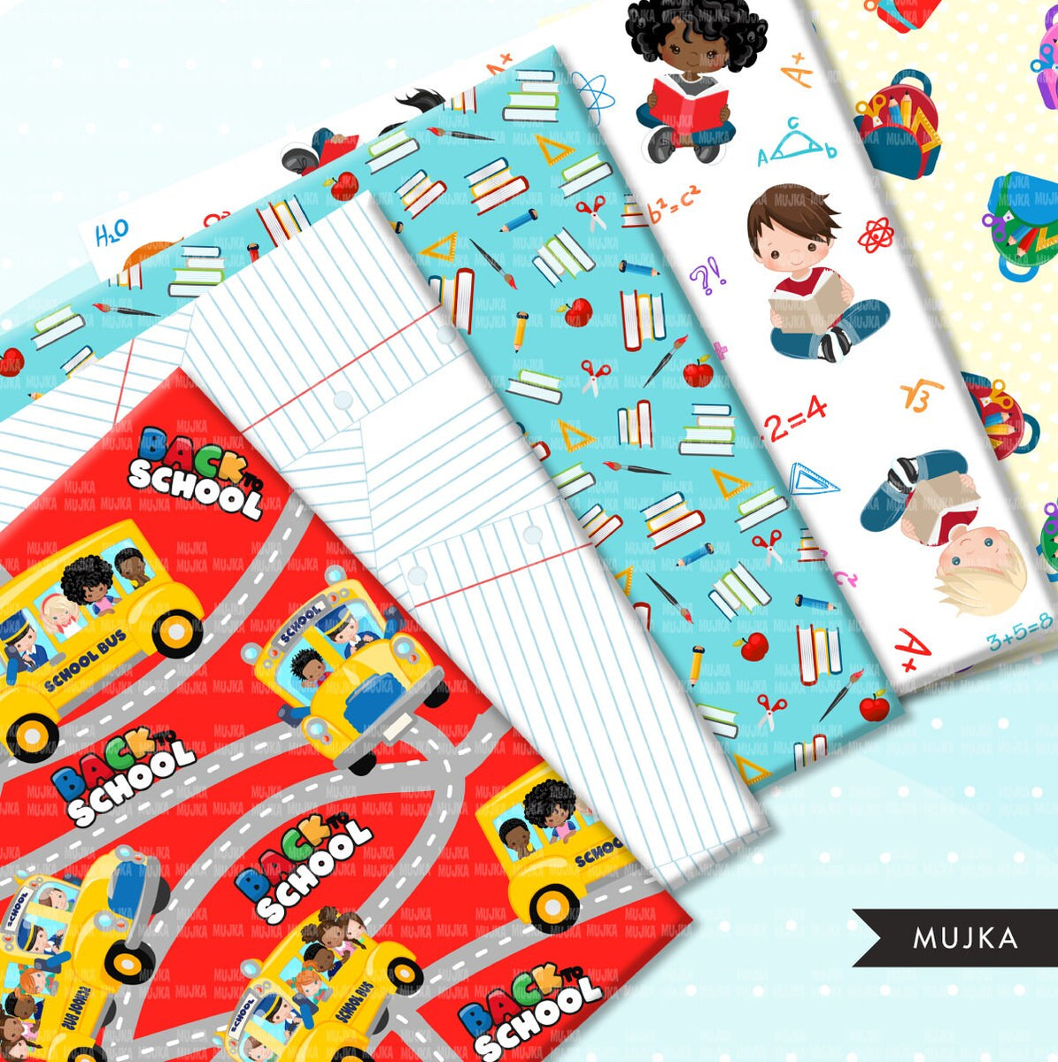 Student Paper Pattern School Digital papers, seamless school patterns, school printable patt ...
