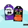 Halloween gift tags, pumpkin digital stickers, Ripper stickers, Halloween png, Halloween stickers, sugar skull tags, witch tags