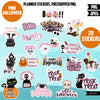Printable Halloween stickers, precropped png stickers, trick or treat stickers, sugar skull stickers, goodnotes planner stickers, pink png