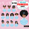 Princess Bundle, princess png, princess clipart, birthday bundle, black princess png, afro princess clipart, latino prensess, asian png, girl