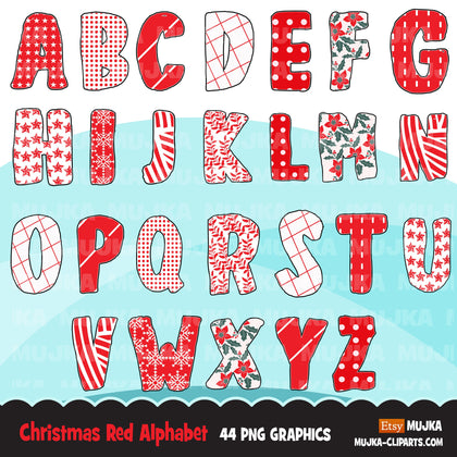 Christmas Alphabet Clipart, Christmas textures, Christmas numbers PNG, cute Christmas PNG graphics, Christmas letters, mistletoe png, merry