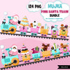 Pink Santa train PNG, Santa Bundle, Black Santa Png, Pink Christmas clipart, sublimation design, Christmas wagon png, African American