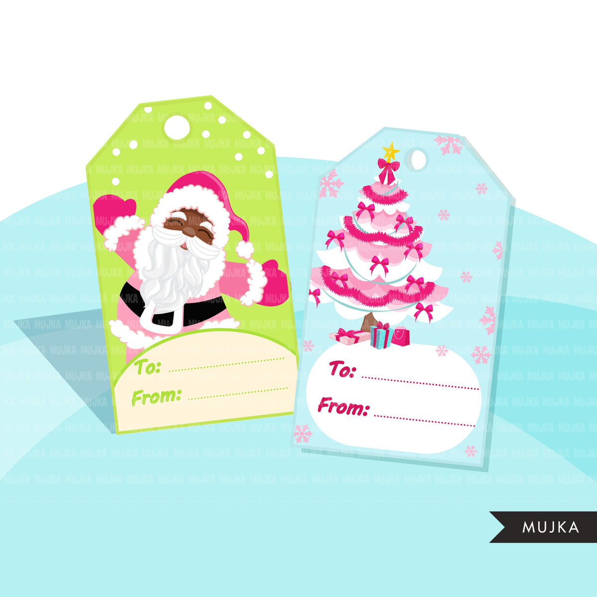 Christmas tags, printable Christmas gift tags, digital gift tags, sant – MUJKA CLIPARTS