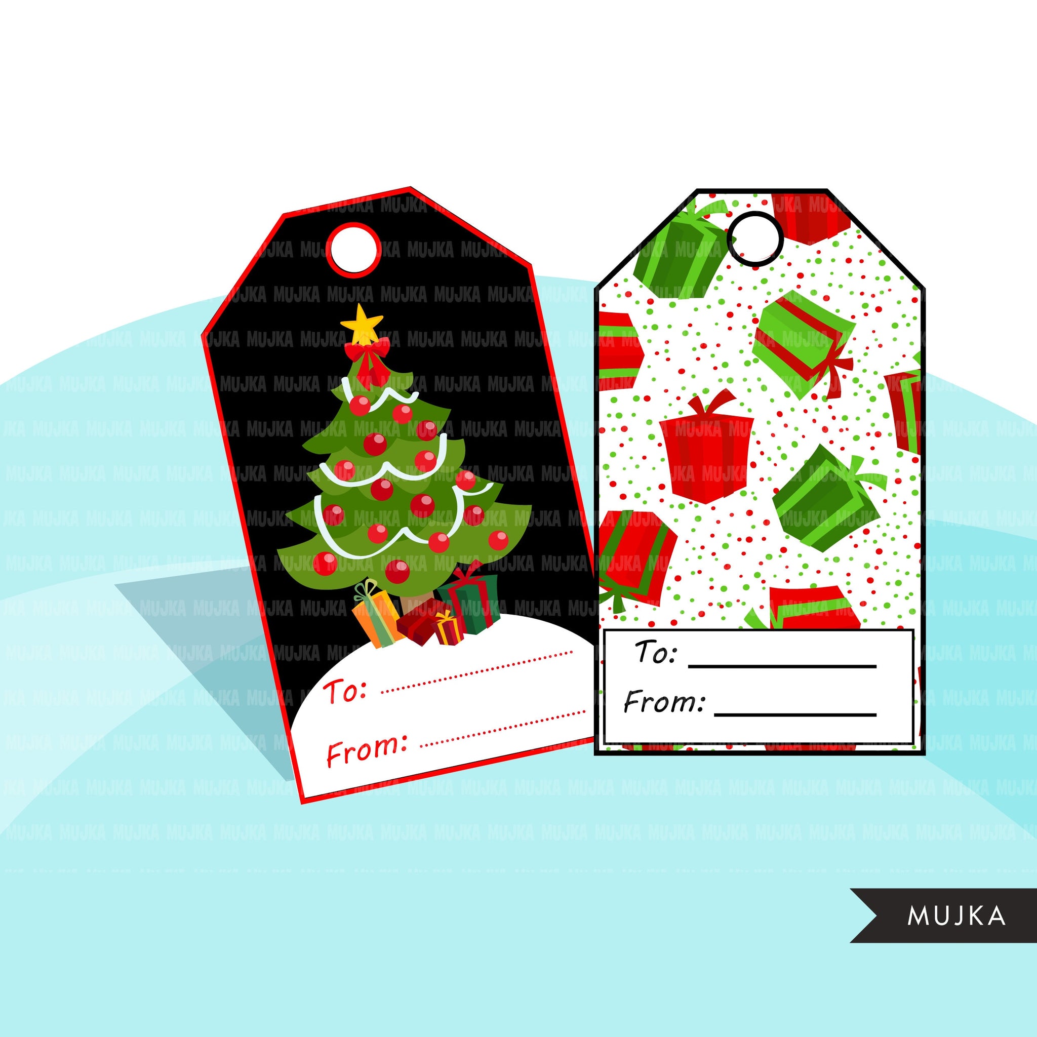 Christmas tags, printable Christmas gift tags, digital gift tags, santa digital stickers, traditional Christmas stickers, black christmas tags png