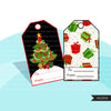 Christmas tags, printable Christmas gift tags, digital gift tags, santa digital stickers, traditional Christmas stickers, black christmas tags png