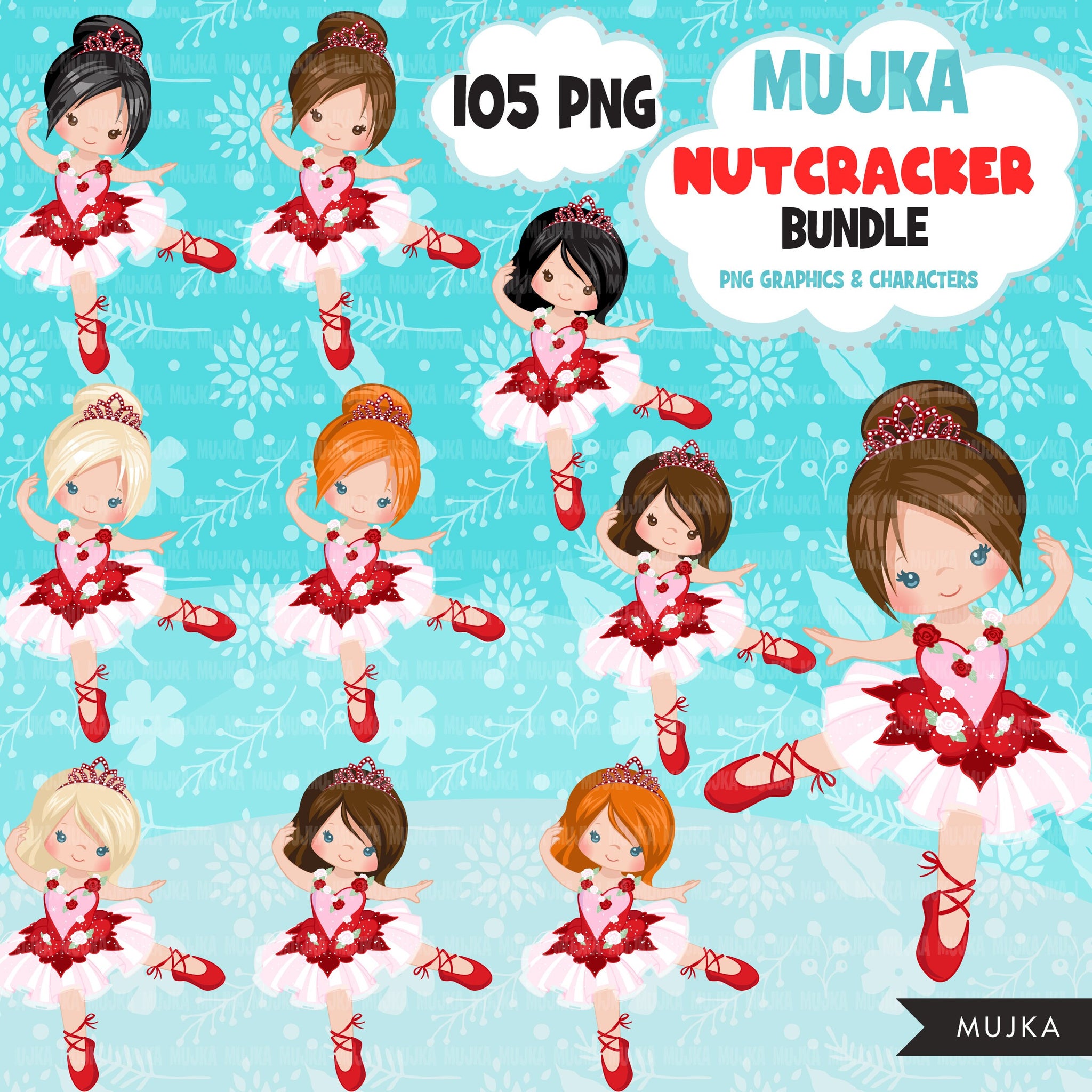 Nutcracker PNG, Nutcracker clipart Bundle, Christmas characters, Mouse King, Sugar Plum fairy, Clara png, Christmas ballet, toy soldiers