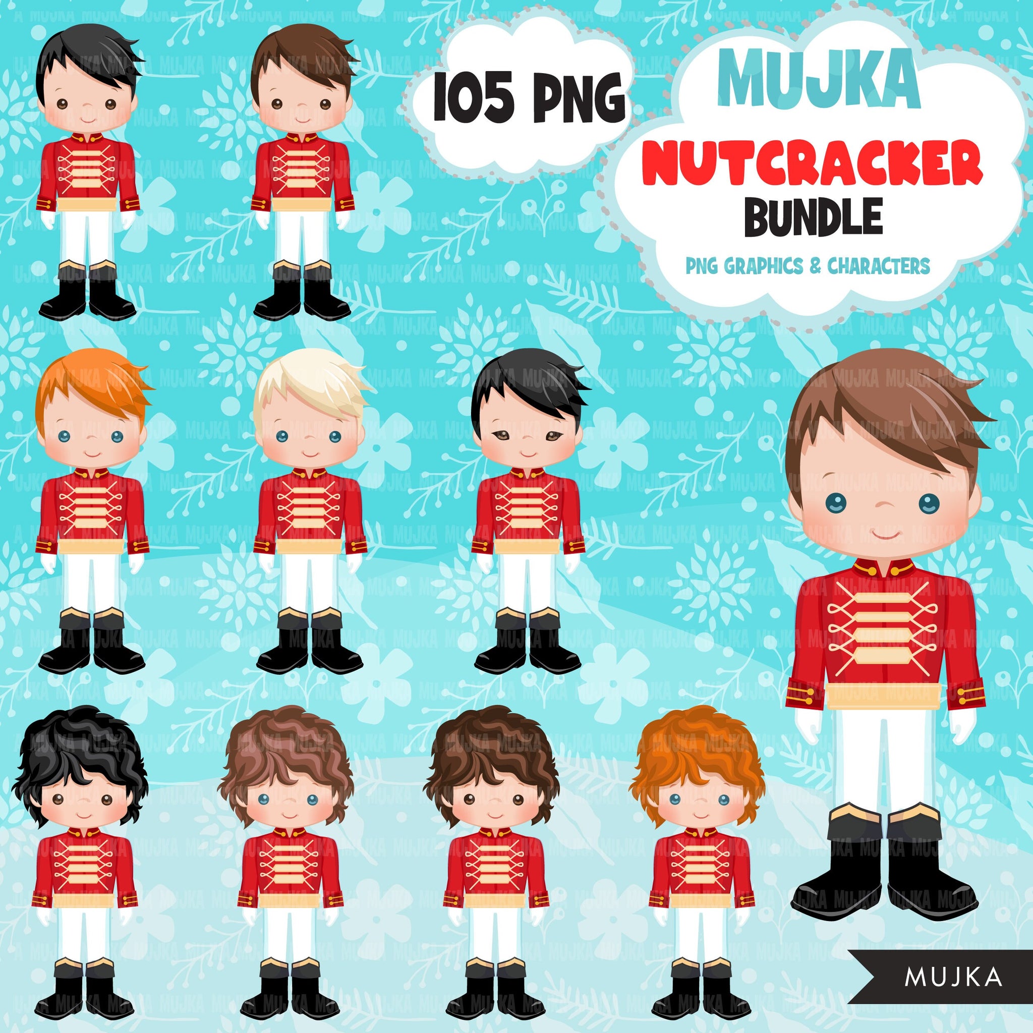 Nutcracker PNG, Nutcracker clipart Bundle, Christmas characters, Mouse King, Sugar Plum fairy, Clara png, Christmas ballet, toy soldiers