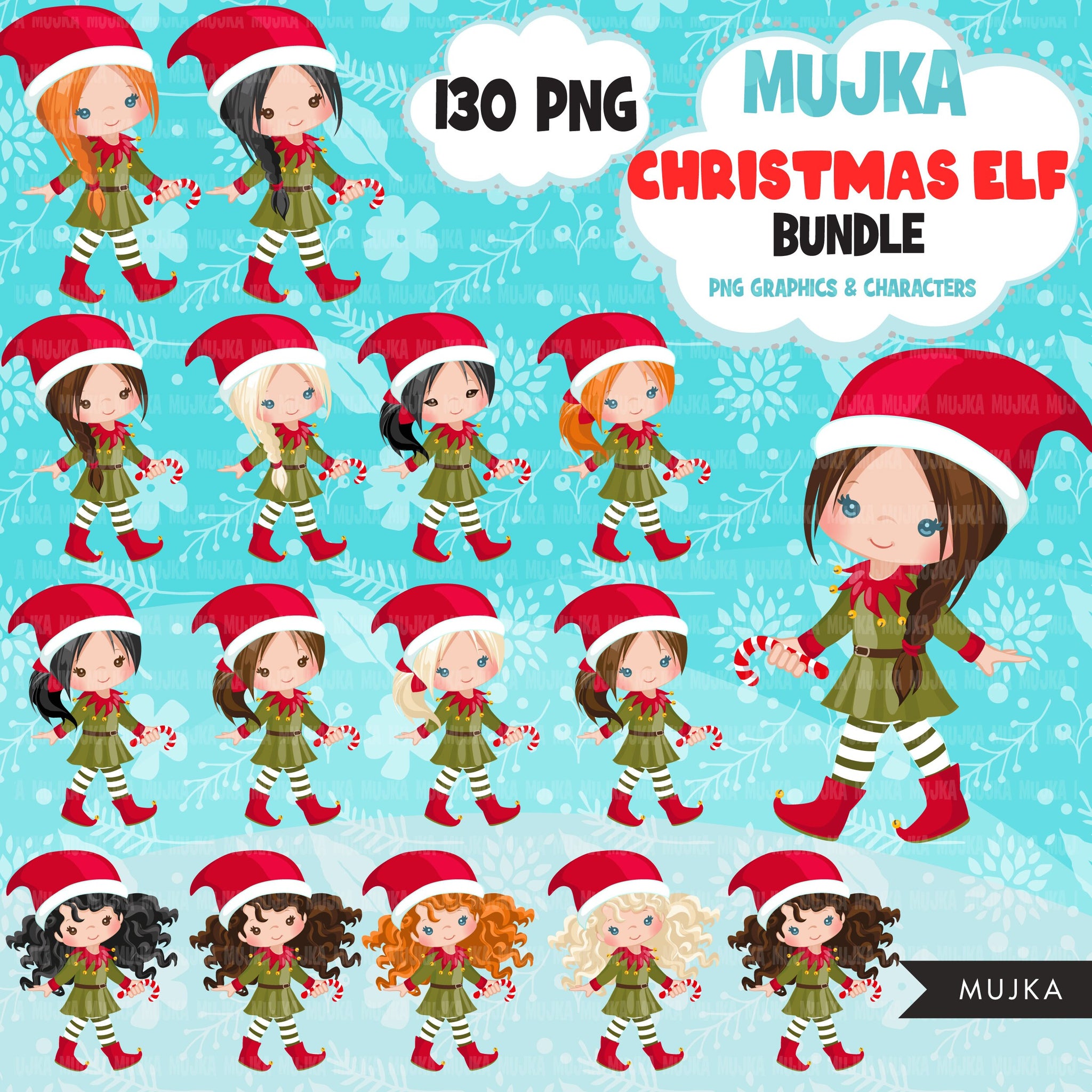 Elf Bundle Christmas Elf Bundle, elf png, elves clipart, African American elf, Bl ...