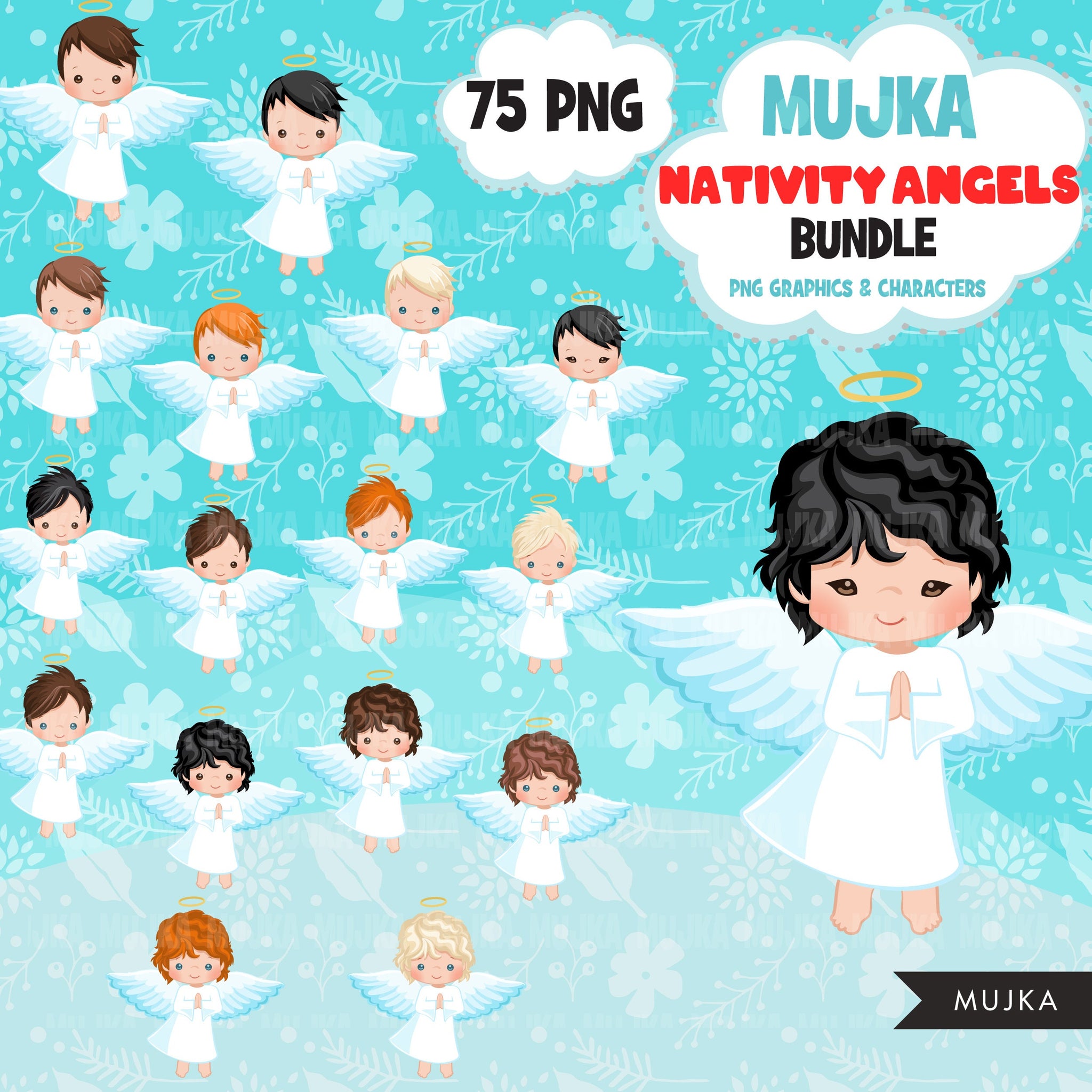 Nativity angels bundle, angel png, angel boys, angel girls, Christmas angels, religious clipart, praying angel, holy angel bundle png