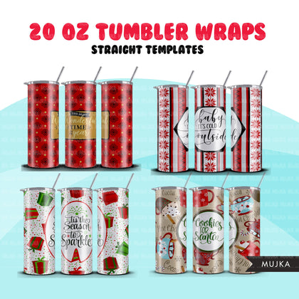 Christmas tumbler wrap, 20 oz tumbler designs png, sublimation tumbler templates, Merry Christmas tumblers, straight tumbler design bundle