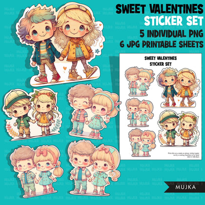 Valentine's Day stickers, Cute kids stickers, couples png, valentine clipart, valentine, printable stickers, valentines day cute gifts