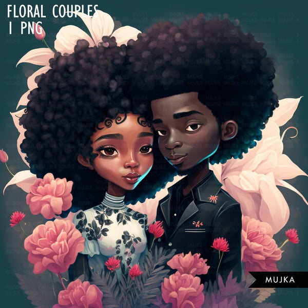 Black couple art, Cute valentine sublimation designs, black couple PNG ...