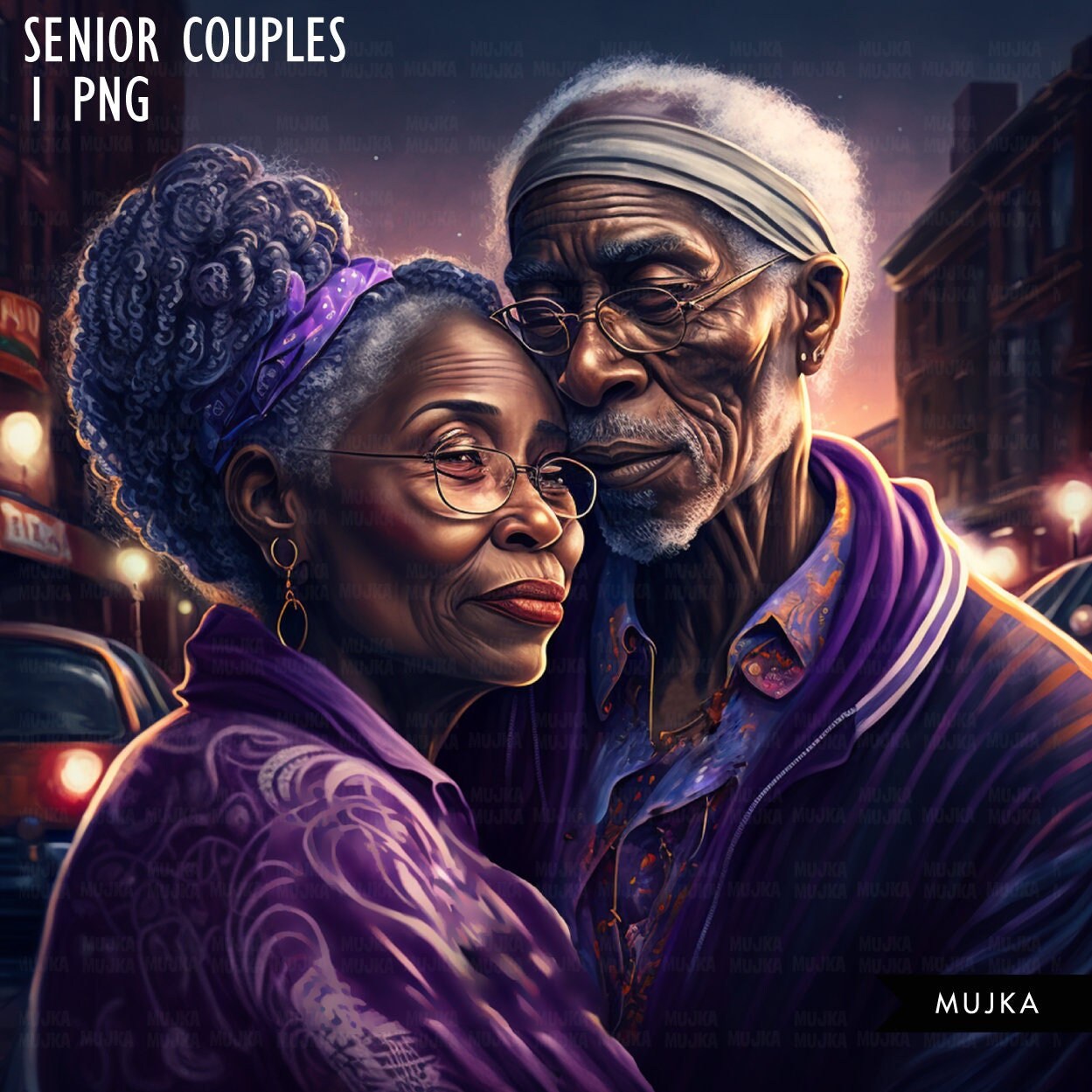 Old black couple art, valentine sublimation designs, Senior couple, Anniversary Gifts, Valentines day couple designs, commercial use PNG