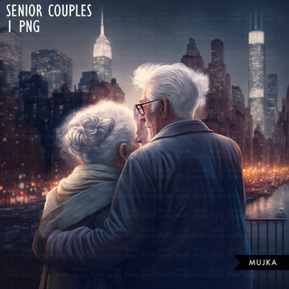 Old couple art, valentine sublimation designs, Senior couple PNG, Anniversary Gifts, Valentines day couple designs, commercial use PNG
