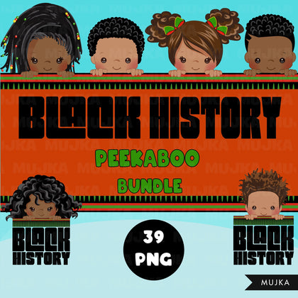 Black History Bundle, Peekaboo PNG, Peekaboo black girl, peekaboo black boy, Black history sublimation designs, Cute black boy girl clipart
