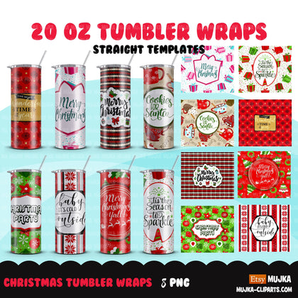 Christmas tumbler wrap, 20 oz tumbler designs png, sublimation tumbler templates, Merry Christmas tumblers, straight tumbler design bundle