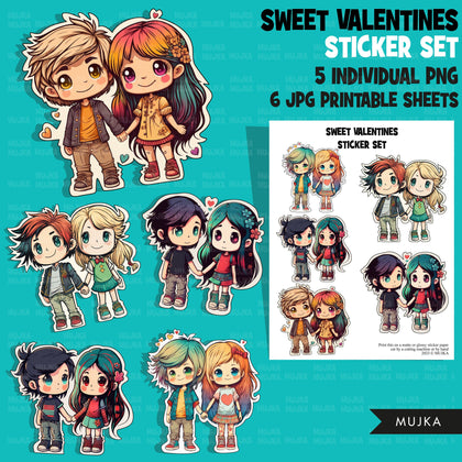 Valentine's Day stickers, Cute kids stickers, couples png, valentine clipart, valentine, printable stickers, valentines day cute gifts