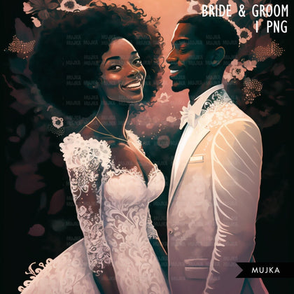 Black couple art, valentine sublimation designs, Black man & woman PNG, Bride and groom gifts, wedding invitation png, commercial use PNG