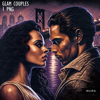 Latina couple art, glam valentine sublimation designs, Hispanic couple, bride and groom, Valentines day couple designs, commercial use PNG