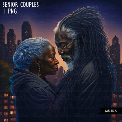 Old black couple art, valentine sublimation designs, Senior couple, Anniversary Gifts, Valentines day couple designs, commercial use PNG
