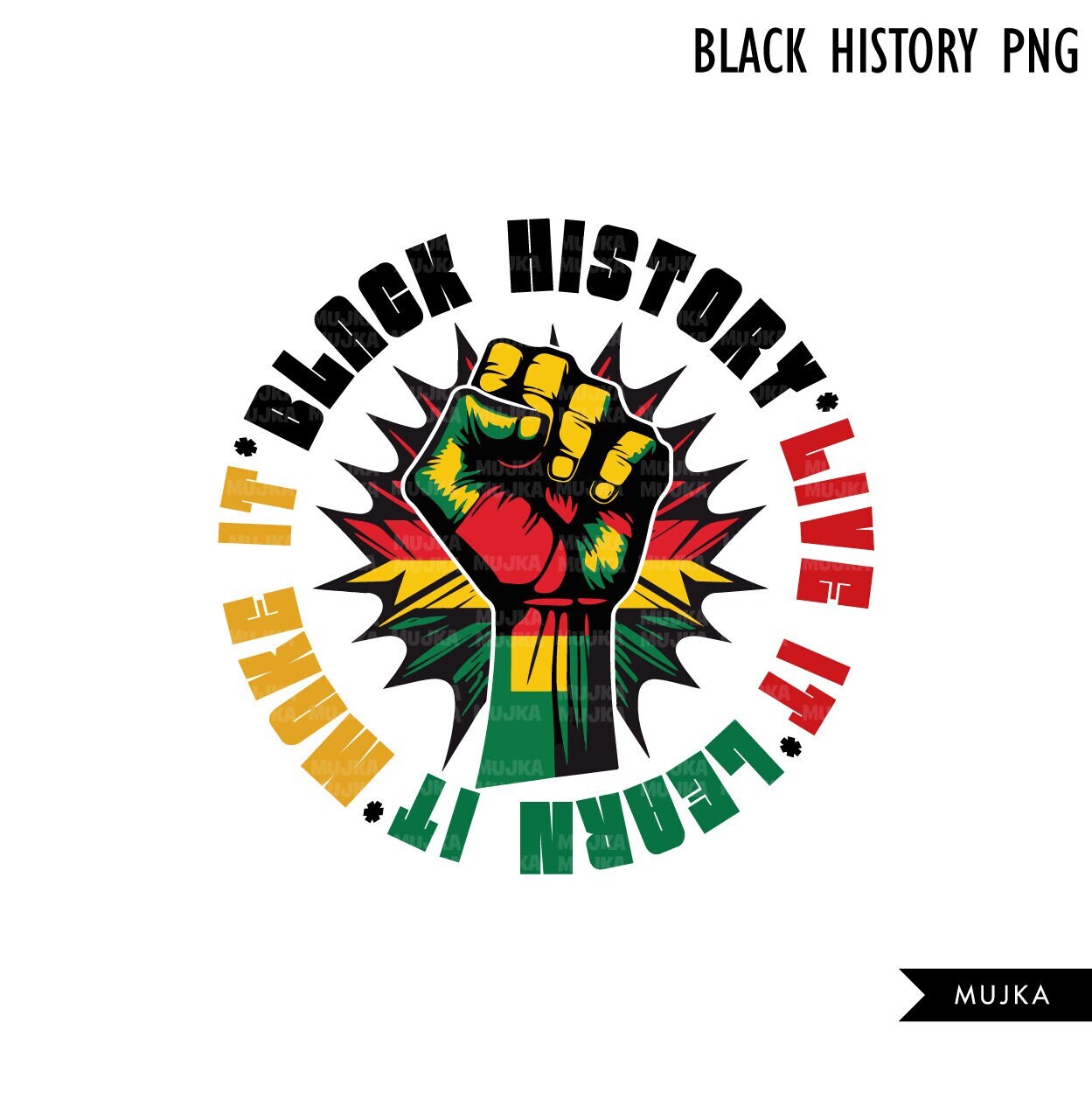 Black History, Black History Month PNG, Black History Fist, sublimation design, live it learn it make it, black history clipart, African png