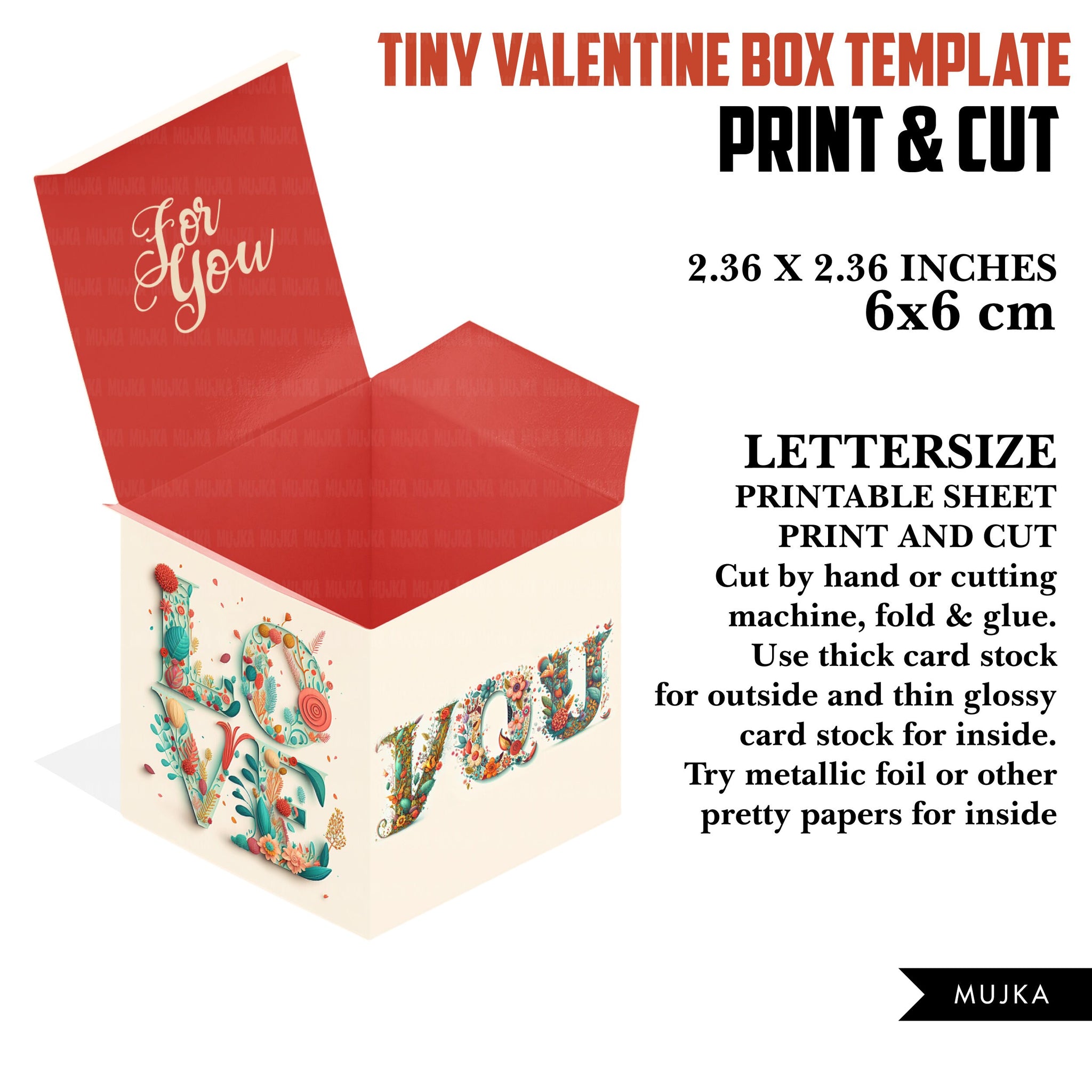 Valentine's Day gift box template, love gift box, gift box for her, printable gift box template, love png, gifts for her, print and cut box